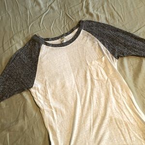 Gray and white baseball tee